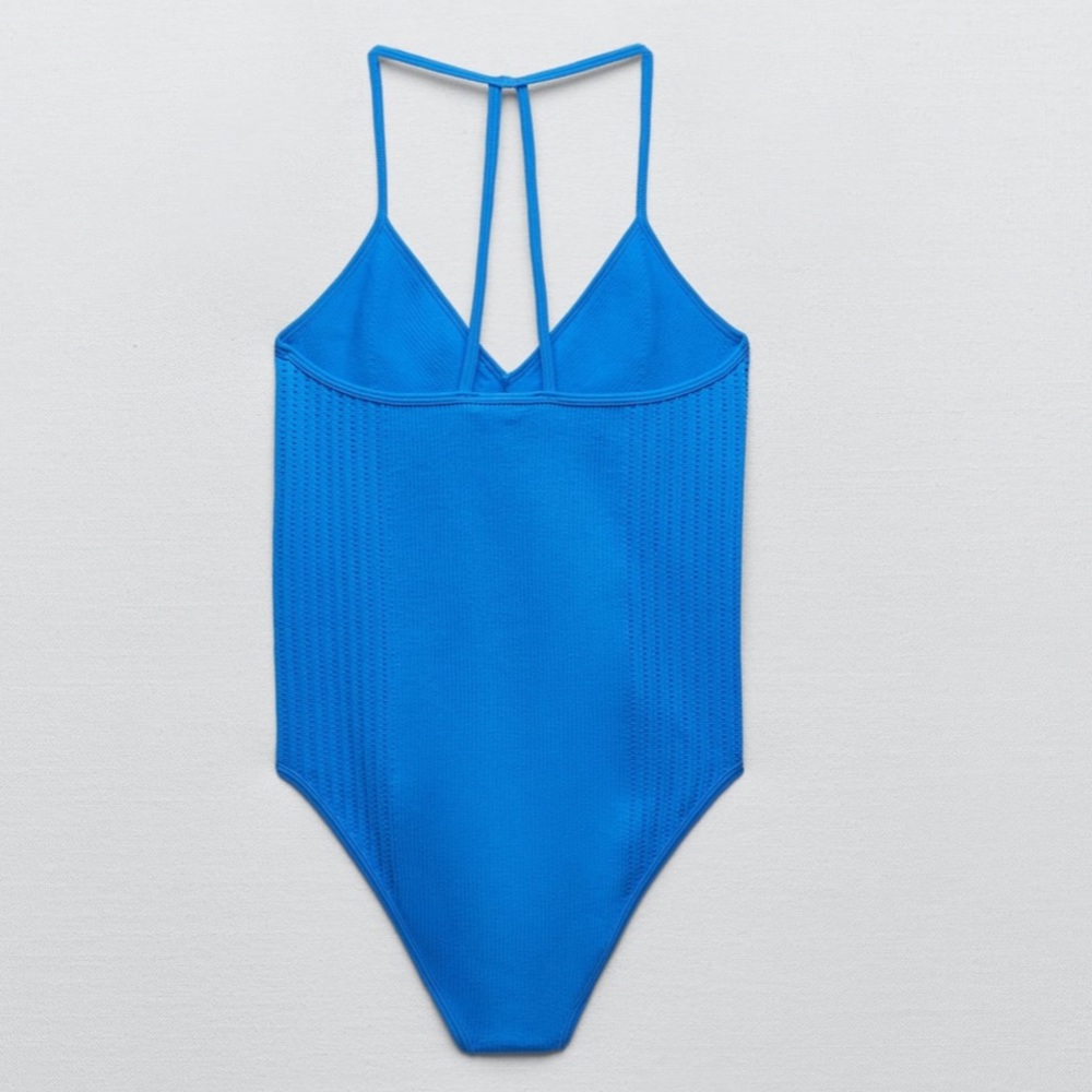 Zara electric blue perforated seamless bodysuit - Picture 8 of 9